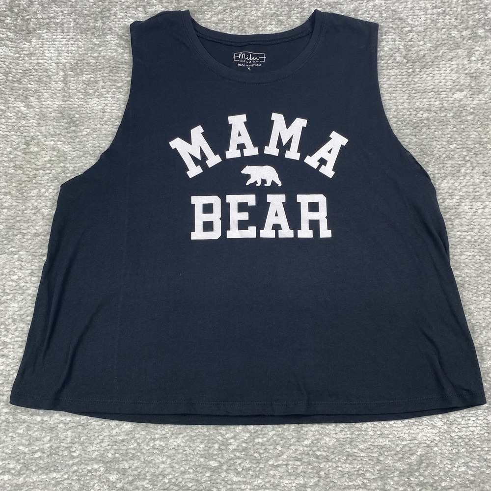 Miken Flow Womens Mama Bear Muscle Tank Top Black XL‎ Relaxed Fit Sleeveless